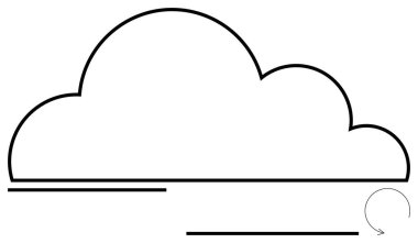 Yatay çizgileri ve dairesel ok sembolü olan bulut tasarımı. Bulut hesaplama, veri yedekleme, ağ depolama, dijital dönüşüm, bilgi değişimi, dijital eşzamanlama için ideal