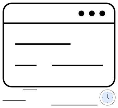 Saatin yanında üç düğme ve metin satırı olan web tarayıcı arayüzü. Üretkenlik, zaman izleme, web tasarımı, kullanıcı deneyimi, süreler, verimlilik, düz basit metafor