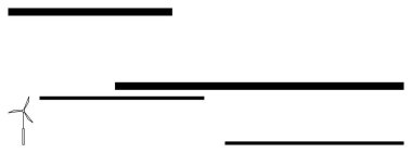 Rüzgar türbini, yatay siyah çizgilerle çevrili yenilenebilir enerji üretiyor. Sürdürülebilirlik, yeşil enerji, temiz teknoloji, yenilik, minimalizm, çevre bilinci, düz basit