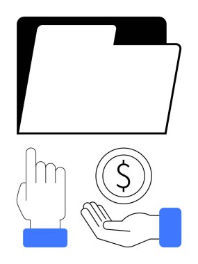 Dizin, bir dolar para ile el, ve parmağı işaret ederek finans, işlemler ve dijital erişimi sembolize ediyor. İş, teknoloji, bankacılık, dosya yönetimi tasarrufu için ideal basit çevrimiçi ödemeler