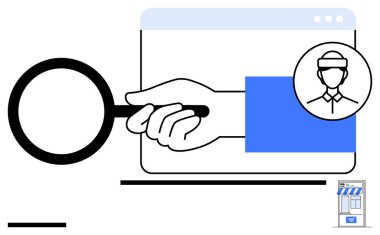 Büyüteç, tarayıcı penceresi içindeki bir kullanıcı profilini inceler, analizi, araştırmayı ve kişiselleştirmeyi sembolize eder. İş için ideal, veri analizi, müşteri hedefleme, pazarlama, arama