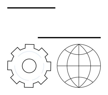 Minimalist teçhizat ve temel mühendislik, yenilik ve küresel bağlantı. Teknoloji, küreselleşme, ağ, imalat, sürdürülebilirlik, yenilik otomasyonu için ideal basit