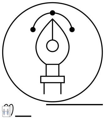 Dairesel çerçeve içinde bir kalem aracı, çapa noktaları ve bezier kulplar tarafından desteklenmektedir. Grafik tasarımı için ideal, dijital sanat, yaratıcılık, markalaşma, eğitim, kullanıcı arayüzleri, basit iniş sayfası
