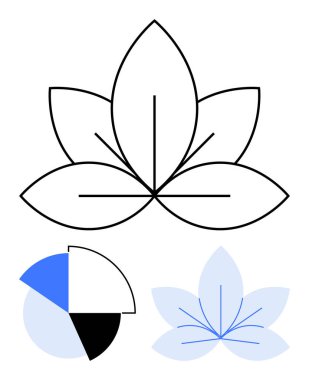 Simetrik çizgileri olan nilüfer çiçekleri, yumuşak taç yaprakları ve ona eşlik eden turta tabloları. Sağlık, meditasyon, büyüme, analitik, uyum, denge için idealdir. Basit düz metafor.