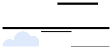 Mavi bulut elementi yatay siyah çizgilerin yanında denge ve sadelik yaratır. Teknoloji, minimalizm, temiz planlar, kullanıcı arayüzleri, modern temalar, yaratıcı projeler, basit iniş noktaları için ideal