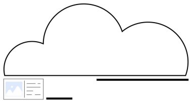Belge paneli ve çubuklara bağlı büyük bulut çizgisi. Teknoloji, depolama, veri, bağlantı, minimalizm, yapı, basit iniş sayfası için ideal