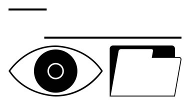 Bir dosya dizinini gözlemleyen göz sembolü, arayüz elementlerini işaret eden çizgiler. Teknoloji, gizlilik, güvenlik, veri analizi, organizasyon, izleme ve basit iniş sayfası için ideal