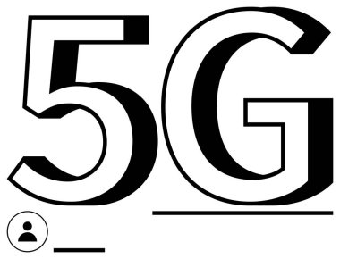 Yüksek hızlı ağlar ve kullanıcı odaklarını vurgulayarak, kullanıcı simgesi ve asgari satırlarla stilize edilmiş 5G metin. Bağlantı için ideal, teknoloji, iletişim, ağ, yenilik, hız, basit