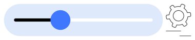 Ayarlanabilir mavi düğmeli yatay kaydırıcı ve özelleştirme, ayarlama ve kullanıcı kontrolünü simgeleyen vites simgesi. UX tasarım, ayarlar, seçenekler, navigasyon, etkileşim, kontrol paneli için ideal