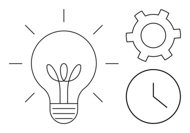 Filizli, dişli ve saatli ampul yenilikleri, verimliliği ve zamanı gösteriyor. İş planlaması, takım çalışması, proje yönetimi, başarı büyüme stratejisi için ideal basit iniş sayfası