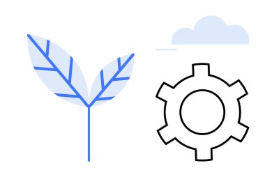 Mavi yaprak doğayı, teçhizat teknolojiyi ve küçük bulut aksanını simgeliyor. Sürdürülebilirlik, çevre dostu teknoloji, yenilik, denge, temiz enerji, ilerleme ve basit bir