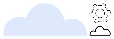 Siyah dişli mavi bulut ve bulut çizgileri bulut hesaplamasını, ayarlarını veya entegrasyonunu simgeliyor. Teknoloji, bilişim, yazılım, bulut hizmetleri, sistem yönetimi, yenilik dairesi için ideal