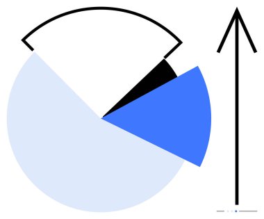 Altı çizili turta grafiği ve yukarı doğru ok büyüme ya da ilerlemeyi gösteriyor. Analiz, büyüme stratejisi, veri içgörüleri, iş başarısı, performans takibi, hedef belirleme için ideal