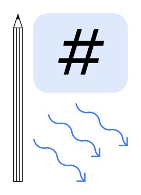 Açık mavi kutuda bulunan kalem, üstveriler ve dalgalı oklar yaratıcılık, beyin fırtınası, dijital trendler, sosyal medya, strateji, analitik ve içerik odaklarını gösteriyor. Sosyal markalaşma için ideal