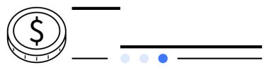 Dolar işaretli sikke, metin ve ilerleme göstergesi için yatay çizgiler. Finans, işlem, yatırım, bankacılık, muhasebe, ödeme sistemleri için ideal, basit iniş sayfası