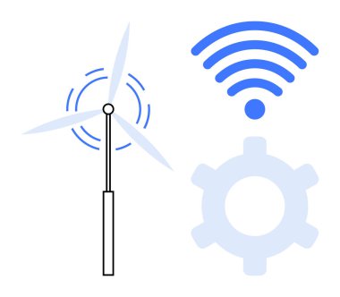 Rüzgar türbini, teçhizat ve kablosuz sinyal yenilenebilir enerji, endüstriyel otomasyon ve bağlantıyı sağlar. Sürdürülebilir teknoloji için ideal, IOT, yeşil güç, temiz enerji yeniliği akıllı endüstri
