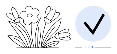 Çiçekler, doğal güzelliği, gelişimi ve başarıyı simgeleyen bir işaretle eşleştirilmiştir. Üretkenlik, sürdürülebilirlik, çevre dostu kavramlar, doğa, başarı, hedef belirleme için ideal