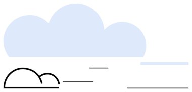 Mavi bulut, şekillendirilmiş siyah ve mavi yatay çizgiler, zemin ve ufku temsil ediyor. Hava, sükunet, minimalizm, doğa, basitlik, çevre, soyut tasarım için idealdir. Düz basit