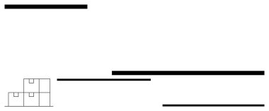 Köşedeki geometrik kutular değişik uzunluktaki kalın yatay çubuklarla eşleştirilmiş, düzen ve yapıyı çağrıştırıyor. Lojistik, organizasyon, proje planlaması, minimalizm ve veri için ideal