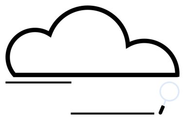 Büyüteç sembollü minimalist bulut şekli. Teknoloji, veri araştırması, bulut hesaplama, internet araması, analiz, yenilik ve basit iniş sayfası için ideal