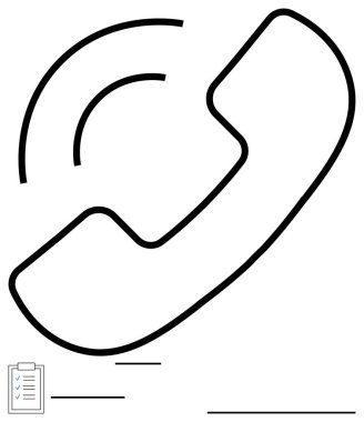 Sinyal hatları yayılan büyük bir telefon alıcısı ve aşağıda küçük bir kontrol listesi var. İletişim, arama, görev yönetimi, müşteri hizmetleri, iş, iletişim ağı, danışmanlık için ideal. Düz basit