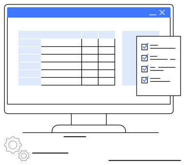 İşaretli görevleri olan bir kontrol listesiyle birlikte masaüstü ekranında gösterilen hesap tablosu. Üretim, organizasyon, veri yönetimi, iş akışı planlaması, görev izleme, proje yönetimi, daire