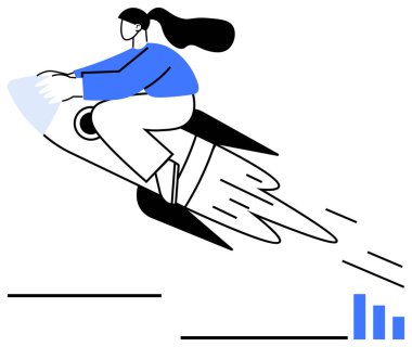 Hareket halindeki kadın yeniliği, başarıyı ve kariyer ilerlemesini simgeliyor. Girişimcilik, liderlik, kişisel büyüme, vizyon, teknoloji, basit pazarlama metaforu için ideal