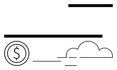 Yatay hız çizgileri olan bir dairenin içindeki dolar işareti ve bulut parmakları hareket, finans ve büyümeyi iletir. Finansal hizmetler, e-ticaret, ekonomi, tasarruflar, başlangıç başarısı için ideal