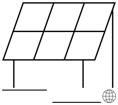 Güneş paneli destek çerçevesine eğilmiş güneş ışığını emiyor. Yenilenebilir enerji, sürdürülebilirlik, teknoloji, çevre dostu tasarım, temiz enerji, yenilik, çevresel koruma için idealdir. Düz basit