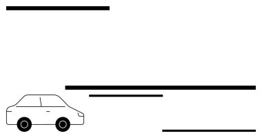 Hareket ya da hızı gösteren yatay çizgileri olan basit bir araba grafiği. Ulaşım, seyahat, otomotiv tasarımı, lojistik, dağıtım, hareket konsepti, basit iniş sayfası için ideal