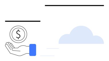 Dolar teklif eden para, bulut simgesi, hareket efekti yaratan çizgiler. Finans, bulut teknolojisi, dijital para birimi, fintech uygulamaları, tasarruflar, yatırım sade iniş sayfası için ideal