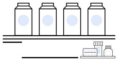 Bir rafa dizilmiş kutular ve tabletlerle birlikte depolanmış ilaç şişeleri başka bir depo, güvenlik ve organizasyonun altını çiziyor. Sağlık, beslenme, perakende, eczane, minimalizm, kategorileştirme için ideal
