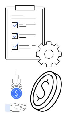 Pano kontrol listesi, iş akışını temsil eden teçhizat, el para alımı ve para görevleri, verimliliği ve mali durumu vurguluyor. Üretkenlik, yönetim, iş akışı finansman planlama tasarrufu için ideal