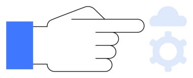 Bulut ve dişlilere açık el noktaları, teknolojiyi, yeniliği, iş akışını, bulut hesaplamasını ve problem çözmeyi simgeliyor. Rehberlik, teknik destek, otomasyon optimizasyonu için ideal dijital