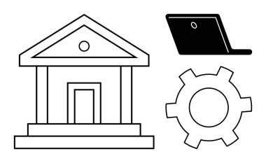 Hükümet yapısı, dizüstü bilgisayar ve teçhizat düzenlemeler, teknoloji ve yönetim arasındaki işbirliğini sembolize ediyor. Yönetim, teknoloji entegrasyonu, dijital dönüşüm ve politika için ideal
