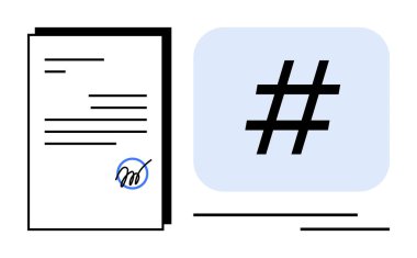 Yumuşak mavi kutuda kalın meta veri etiketi simgesiyle birlikte el yazısıyla imzalanmış kağıt belge. Sözleşmeler için ideal, yasal, sosyal medya, markalaşma, teknoloji, modern iş, basit iniş