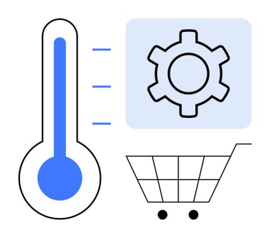 Sıcaklık göstergesi, vites göstergesi ve alışveriş arabası analitik, kişiselleştirme ve perakende verimliliği entegrasyonunu vurguluyor. E-ticaret, optimizasyon, alışveriş, yenilikçi tüketici davranışı için ideal