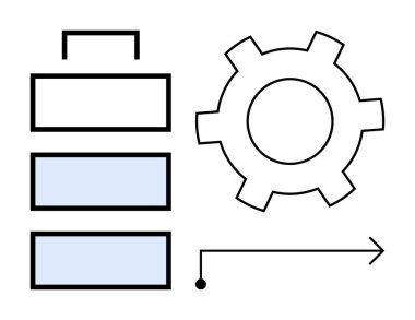 Parçalanmış bataryanın yanına dişli, oku işlet. Otomasyon, verimlilik, iş akışı, üretkenlik, teknoloji, enerji sistemleri için ideal, basit iniş sayfası