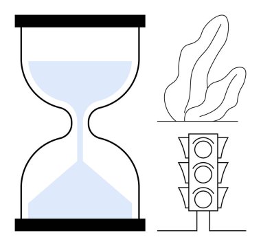 Kum saati zamanı simgeler, trafik ışığı kararlar için, ve soyut bitki gelişimi için. Zaman yönetimi, üretkenlik, sürdürülebilirlik, çevre konuları, eğitim ve karar verme süreci için ideal