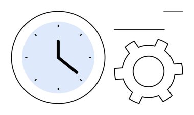 Saat ve teçhizat zaman yönetimi, verimlilik ve işbirliğini simgeliyor. İş için ideal, üretkenlik, planlama, planlama, takım çalışması, işlemler için basit iniş sayfası