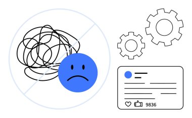 Karışık çizgilerle kaşlarını çatmak, hayal kırıklığını, problem çözme ve duygusal desteği gösteren sosyal medya etkileşimlerini ve vites küçültüyor. Ruh sağlığı, verimlilik ve takım çalışması için ideal