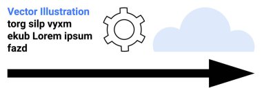 Hareket, işbirliği ve teknoloji entegrasyonunu sembolize eden ikon, bulut ve kalın ok. Yenilik için ideal, strateji, otomasyon, gelecekteki ilerleme dijital çözümler için basit iniş sayfası