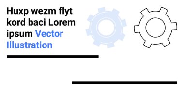 Temiz tasarım düzeninde vites ve metin blokları. Teknoloji, takım çalışması, mekanik, üretkenlik, yenilik, mühendislik, otomasyon, basit iniş sayfası için ideal