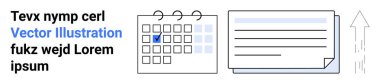 İşaretli tarihli takvim, metin satırlı belge ve yukarı doğru ok. Planlama, görev yönetimi, verimlilik, programlama, organizasyon, kişisel gelişim için ideal basit iniş sayfası