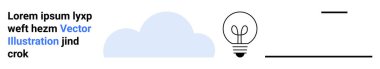 Basit ampullü bulut, yer tutucu metin ve temiz çizgi aksanlı. Yaratıcılık, yenilik, fikirler, minimalizm, çevrimiçi tasarım, teknoloji için ideal basit iniş sayfaları
