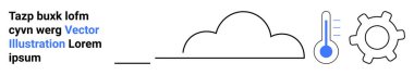 Bulut çizgisi, mavi sıvılı termometre ve çark hava, veri ve teknolojiyi simgeliyor. Meteoroloji, otomasyon, yenilik, iklim izleme akıllı sistemlerin sürdürülebilirliği için ideal