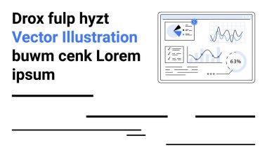 Çizgi grafikleri, pasta grafikleri ve performans ölçümleri içeren etkileşimli gösterge paneli. Veri analizi, iş büyümesi, pazar eğilimleri, ilerleme izleme, raporlama, strateji basit iniş sayfası için ideal