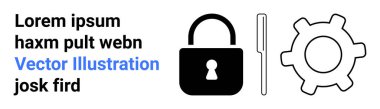 Kilit ve anahtar güvenliği ve mahremiyeti simgeler. Dişliler sistem yapılandırmasını sembolize eder. Teknoloji, güvenlik, ayarlar, şifreleme, yönetim, gizlilik temaları için ideal basit iniş sayfası