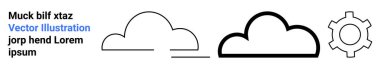 Basitleştirilmiş bulut çizgileri bir dişli sembolüyle eşleştirilmiş. Teknoloji, bulut hesaplama, yenilik, dijital çözümler, süreç, bağlantı ve basit bir iniş sayfası için ideal