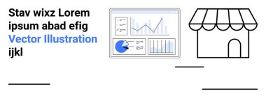 Vitrindeki çizelge ve çizelgeler bir vitrinin yanında. İş genel değerlendirmesi, analitik, ekommerce, perakende stratejisi, performans ölçümleri, pazarlama, basit iniş sayfası için ideal